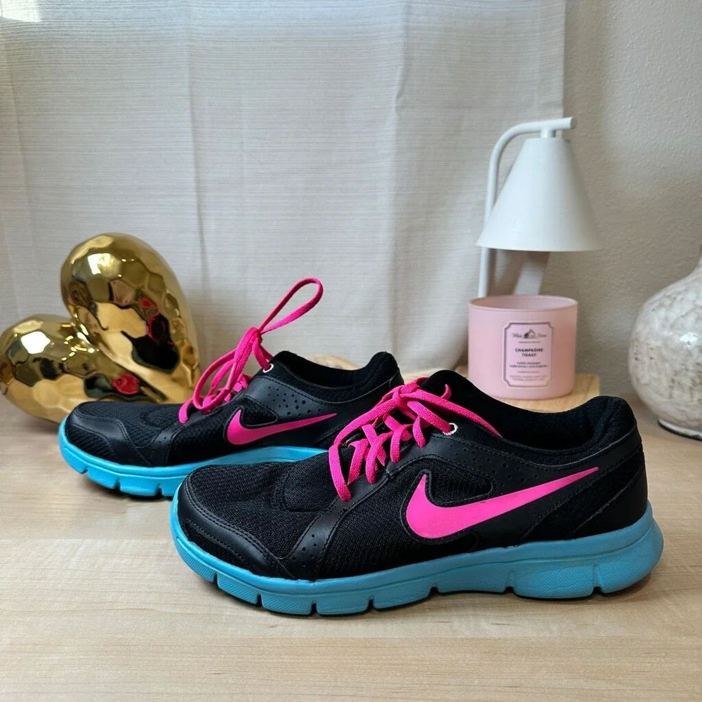 NIKE‎ Flex Experience Black Pink Blue Running Sneakers US 8.5
